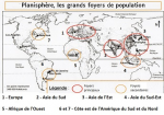 Planisphère : les grands foyers de population