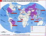 Je situe les grands foyers de peuplement et les fronts pionniers